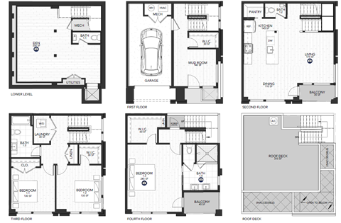floor plan of the first level of a town house
